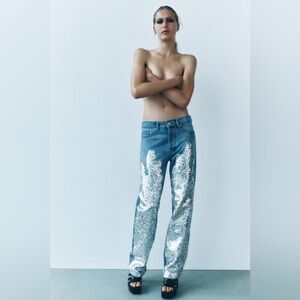 Zara The Unexpected Sequin Jeans